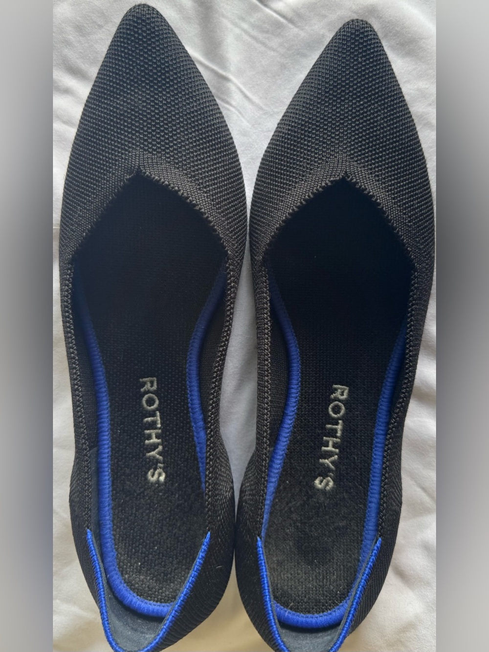 Rothy's Black Flats with Blue Trim - Picture 2 of 6
